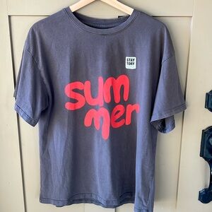 High Quality Cotton Graphic Tee “Summer” Gray Red Sz M